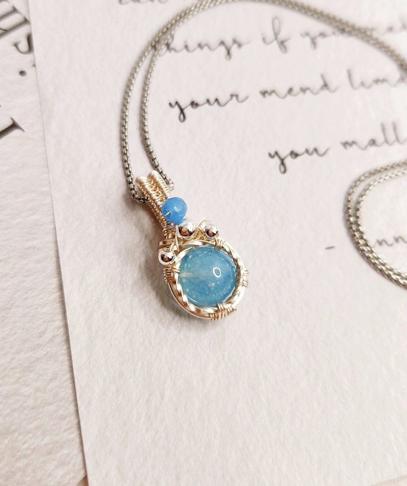 彩紅鳶尾花-紫鋰輝 藍晶石【夜晚寶石】金屬線編織項鍊 - 項鍊 - 半寶石 多色