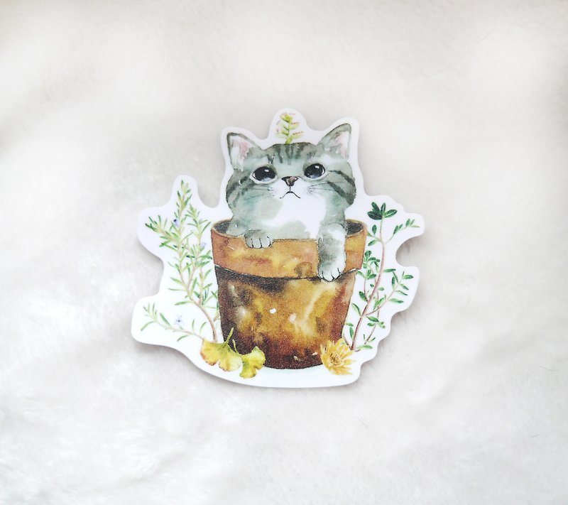 Waterproof sticker-succulent cat - สติกเกอร์ - พลาสติก หลากหลายสี