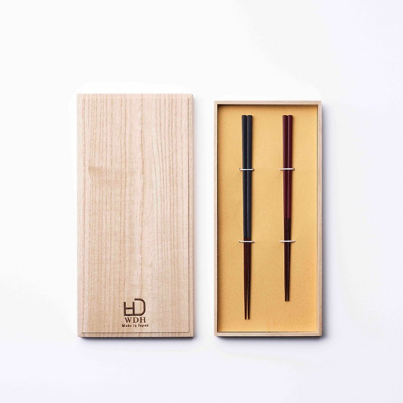 Sasamebashi 2pcs in Paulownia box　Fine chopsticks - ตะเกียบ - ไม้ 