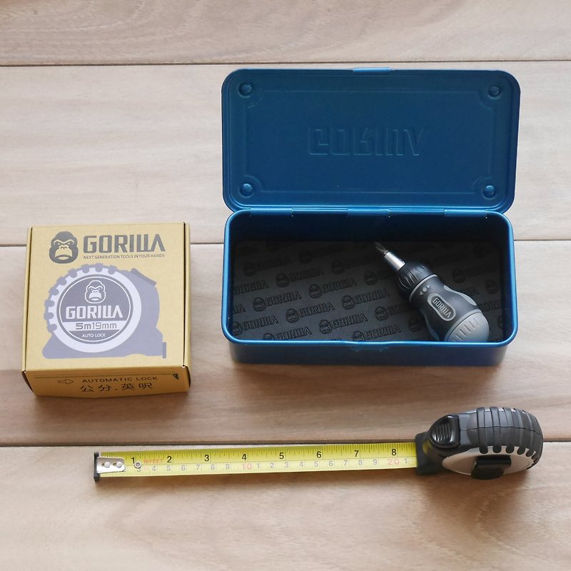 Gorilla metric tape measure short screwdriver combination x top Gorilla sapphire blue high tension steel toolbox - Other - Other Metals Blue