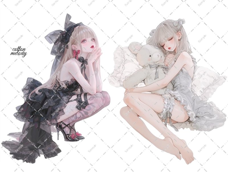 original sticker no.6624 人物ステッカー オリジナルステッカー 人物ステッカー 女の子ステッカー オリジナル人物ステッカー - 貼紙 - 紙 
