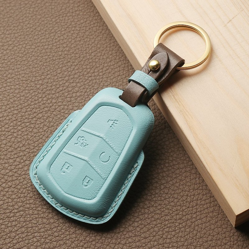 [Crazy Craftsman] For Cadillac Cadillac handmade leather car key cover texture creative gift - Keychains - Genuine Leather 