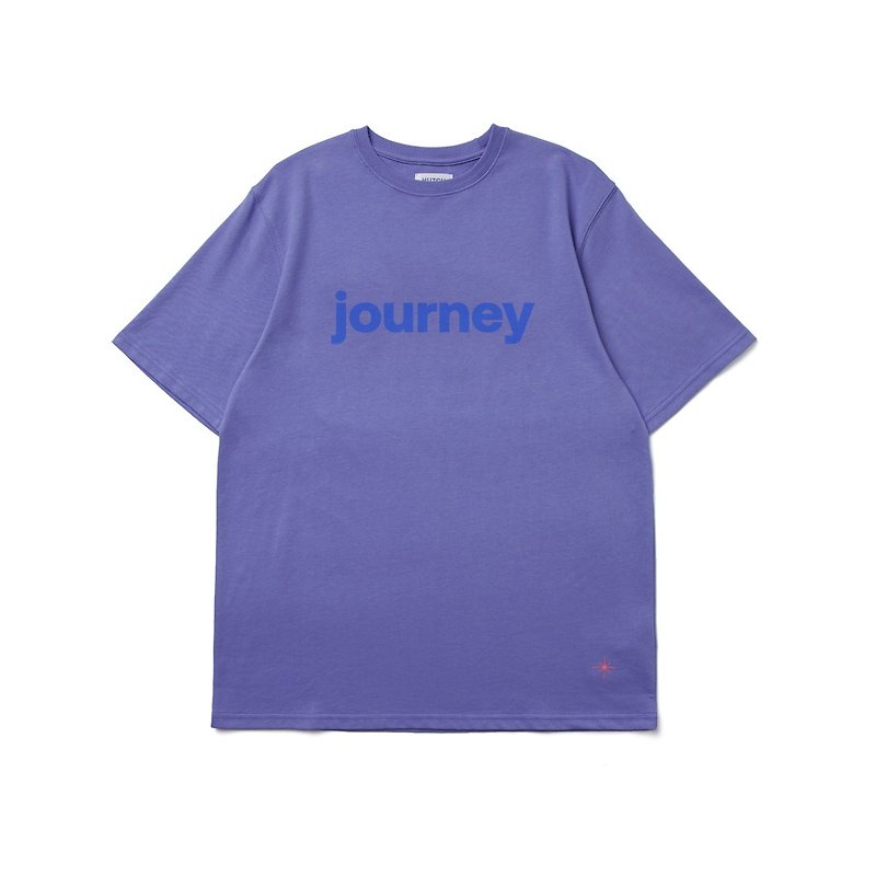 Alpha Cotton Tee - Stairway to Journey - T 恤 - 棉．麻 紫色