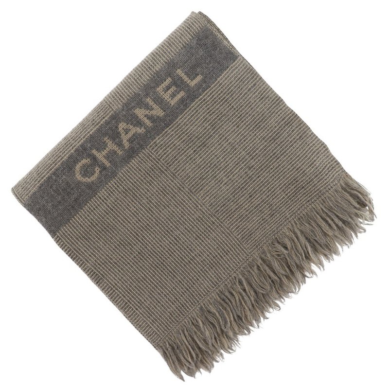 【日本直送】シャネル CHANEL ロゴ マフラー ウール グレー/ベージュ ユニセックス【中古】 - 圍巾/披肩 - 羊毛 灰色
