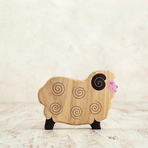 Wooden Caterpillar Toys Wooden toy Sheep figurine Woolly figure