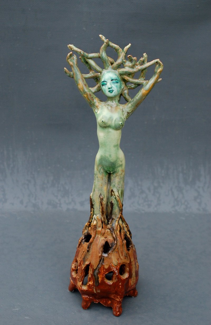 Green girl Daphne Porcelain Figurine Mythology Forest Fairy Greek nymph Goddess