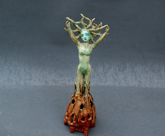 緑の少女ダフネ磁器置物神話森の妖精ギリシャのニンフの女神