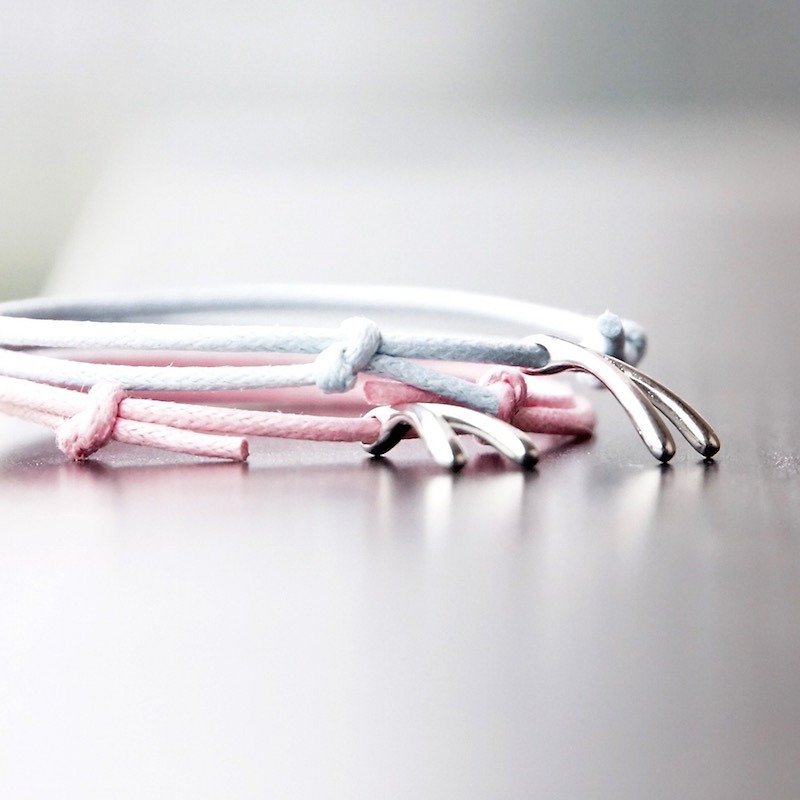 ITS-B806 [Minimal series, a beautiful future] 925 silver wish bone wax rope bracelet 1 - สร้อยข้อมือ - โลหะ 