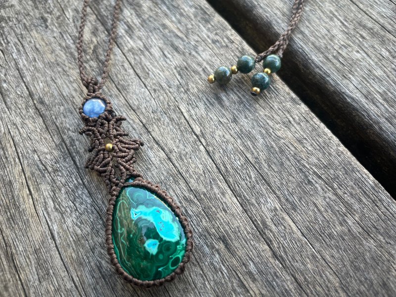 Stone x Stone braided necklace - Necklaces - Jade Green