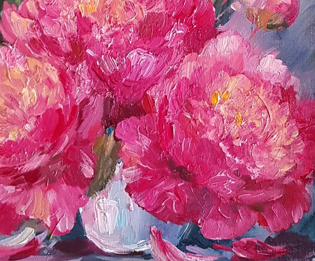 油絵百王（牡丹）SM 洋画家 池畠史幸 新作肉筆画