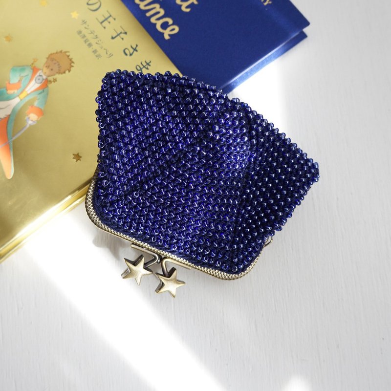 Ba-ba handmade Beads crochet pouch No.1633 - 錢包/皮夾/長短夾 - 其他材質 藍色
