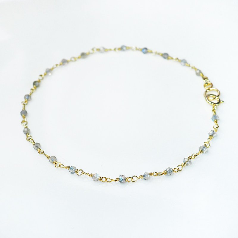 [Buy one get one free] || Silver gray labradorite|| Spiritual energy 925 sterling silver yellow K color thin bracelet - Bracelets - Gemstone Gray