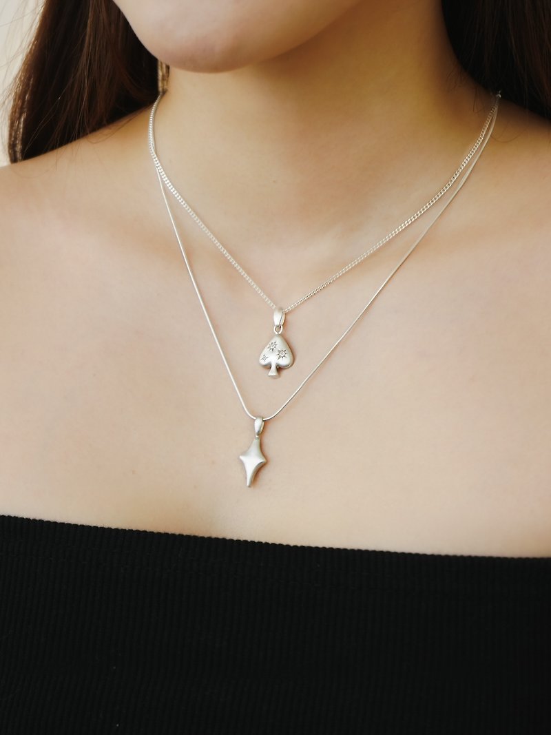 Spade Stars Necklace - Necklaces - Sterling Silver Silver