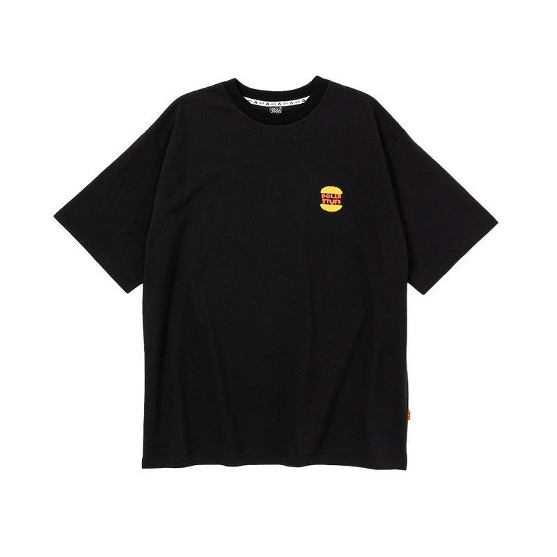 日本POLER PRM WASH STEAMED HAMS CHENILLE EMB TEE 漢堡T / 黑 - 男 T 恤 - 棉．麻 黑色