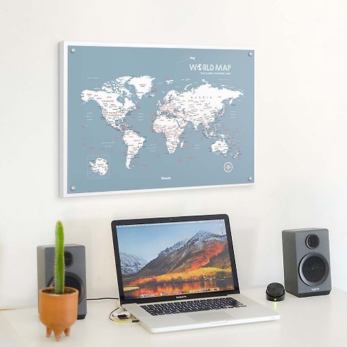 Umade 世界地圖-訂製磁吸系列海報-月白灰(客製化禮物)-單獨海報