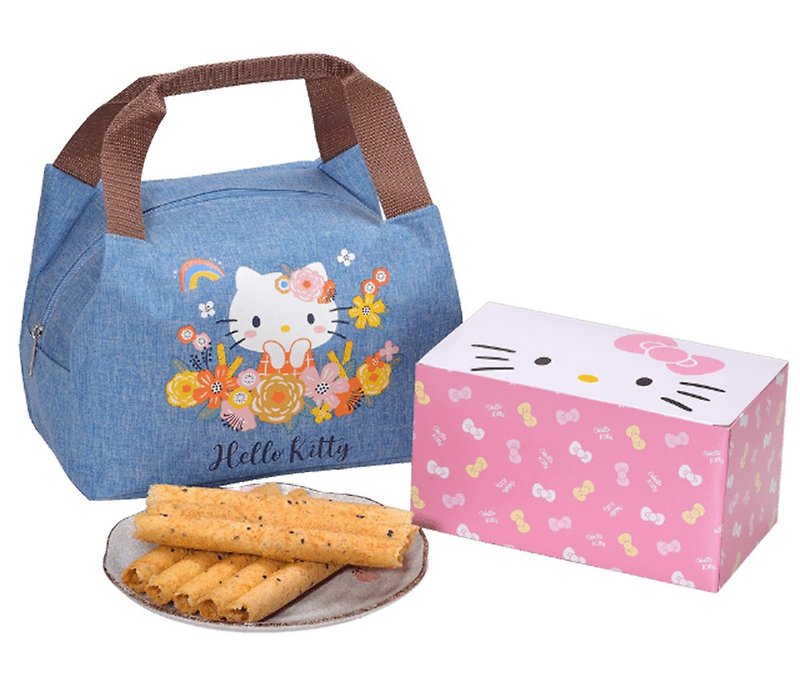 【Hello Kitty】 Sesame Egg Roll with Blossoms Gift Box - Cake & Desserts - Other Materials Blue