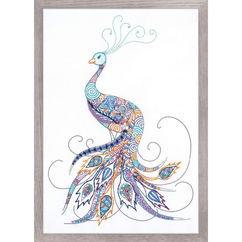 RIOLIS Embroidery Kit - Peacock - Knitting, Embroidery, Felted Wool & Sewing - Other Materials 