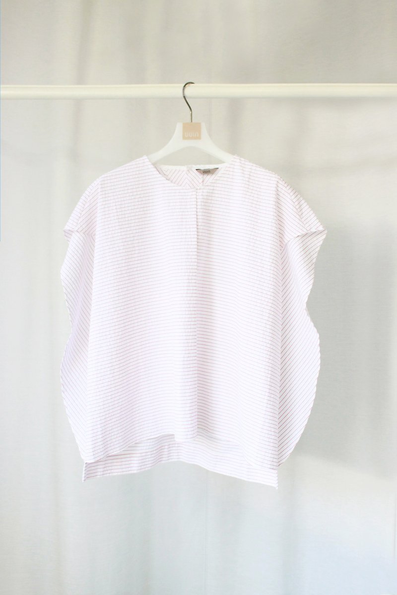 Light Collection _ Red and White Sleeve Top - Women's Tops - Cotton & Hemp 
