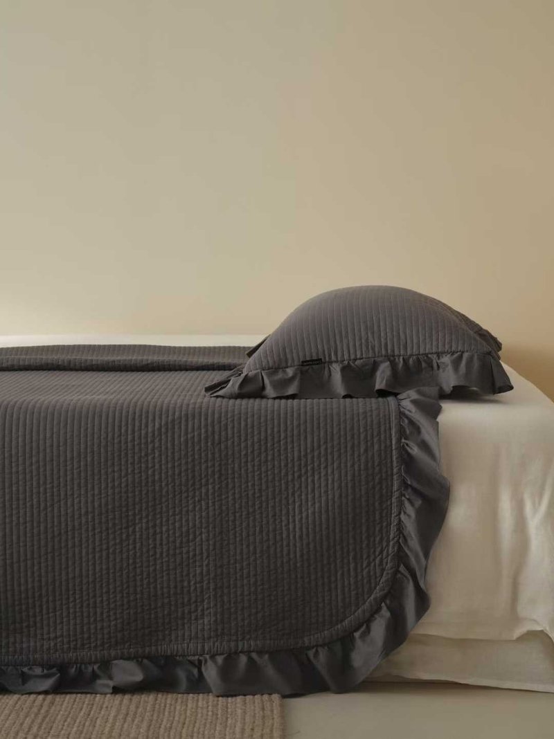 極簡系列床蓋三件套-煙嶼灰 - 寢具/床包 - 棉．麻 灰色