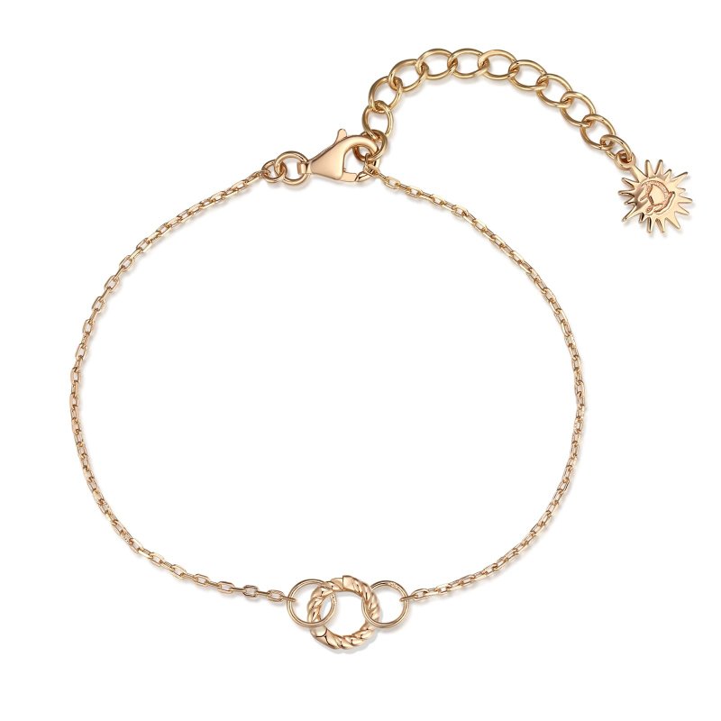 Gold/Silver Cable Chain Bracelet with Charm Holder - สร้อยข้อมือ - เงินแท้ สีทอง