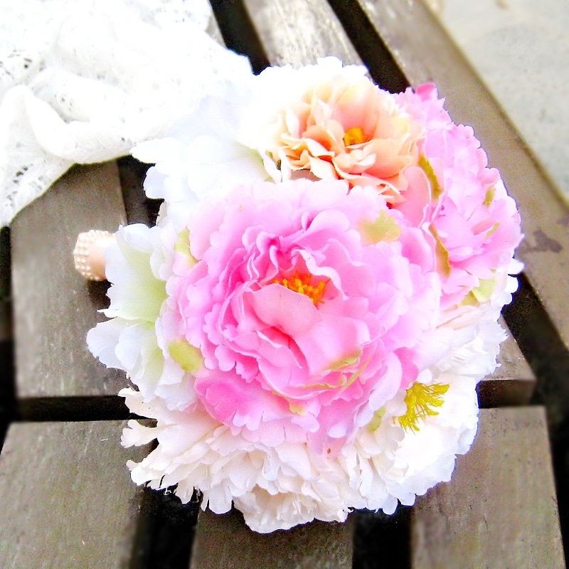 Peony Wedding flower bouquet, bridal bouquet, briidesmaid bouquet B007 - อื่นๆ - ผ้าไหม สึชมพู