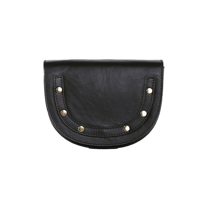 [CHARLIN] Moon Horseshoe Waist Bag-Classic Black - Messenger Bags & Sling Bags - Genuine Leather Black