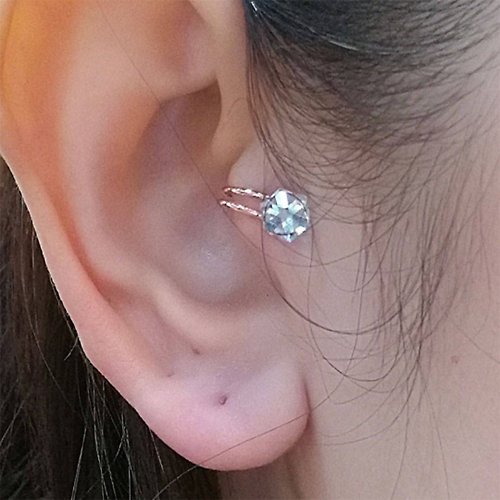pilantha-jewelry White Crystal Tragus Earring 夾式耳環 耳環 耳骨夾 銀鍍金