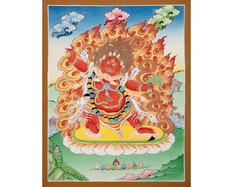 手工繪製金剛手唐卡 真正展現佛陀力量的守護者 - 壁貼/牆壁裝飾 - 其他材質 多色