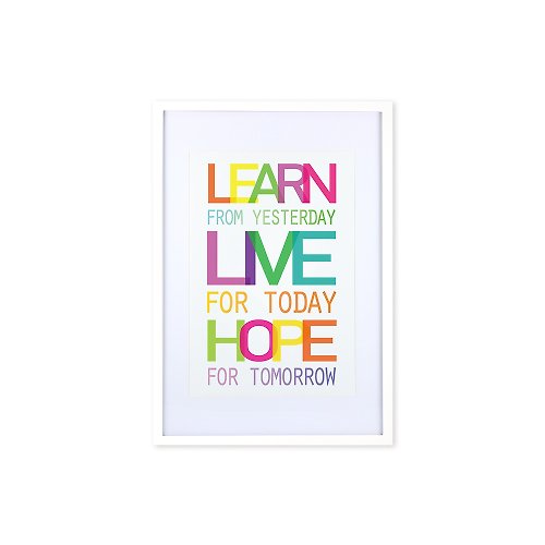 iINDOORS英倫家居 裝飾畫相框 Quote Series Learn Live Hope 白色框 63x43cm