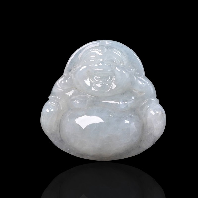 White Jadeite Maitreya Buddha Necklace | Stone| Natural Burmese Jadeite A Grade | Gift - สร้อยคอ - หยก ขาว