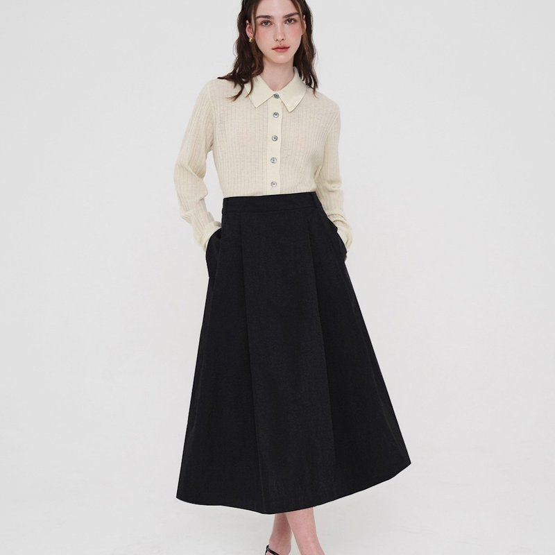 Korea sisterhood, Pintuck Skirt - Black - 裙子/長裙 - 尼龍 黑色