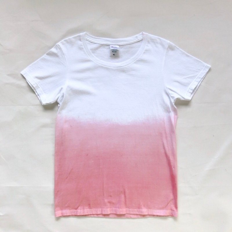 SUNSET TEE Mud dyed 泥染 - 女 T 恤 - 棉．麻 粉紅色