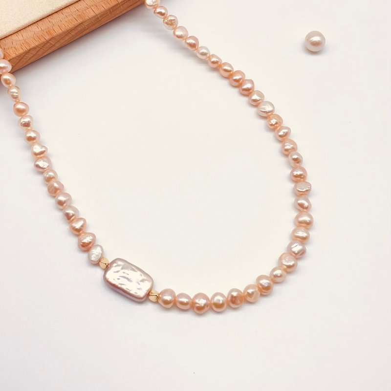 Square Series-Fang Natural Freshwater Pearl Necklace Baroque Pearl - Necklaces - Pearl 