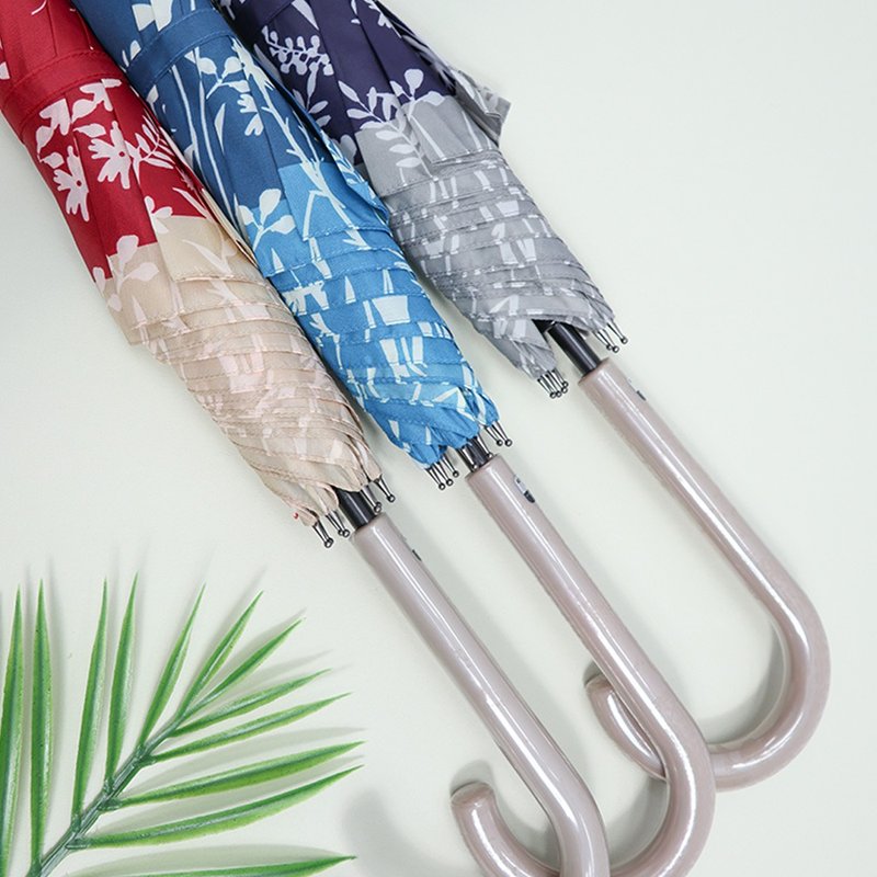 Simultaneously issued in Japan [Japanese floral cloth light straight umbrella - flowers and trees] waterproof long umbrella sun protection umbrella - ร่ม - คาร์บอนไฟเบอร์ หลากหลายสี