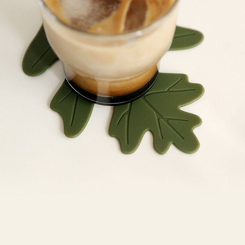 Dailylike 森林矽膠杯墊(兩入)-02橡木葉,E2D05453 - 杯墊 - 矽膠 綠色