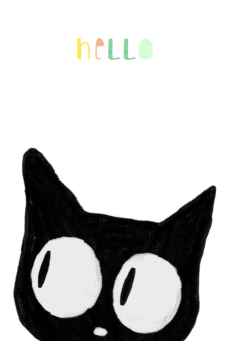 Original illustration by Suki McMaster from Australia-My Black Cat - ตกแต่งผนัง - กระดาษ หลากหลายสี