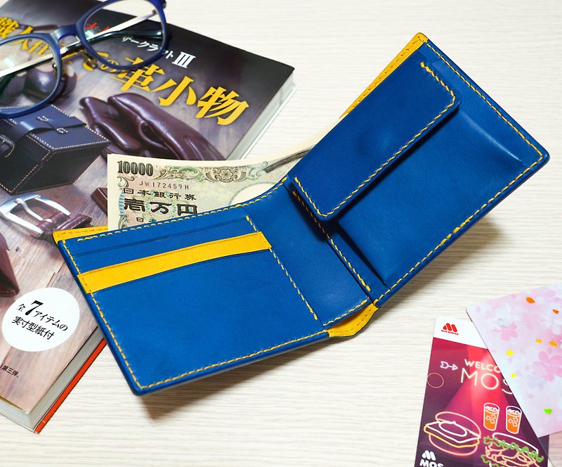 Handmade cowhide wallet purse short clip - Wallets - Genuine Leather Multicolor
