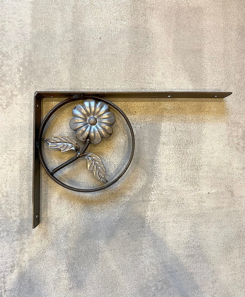 数量限定　FI-4　アイアン　棚受け　ブラケット　アングル 　溶接　飾り　L字アングル　溶接材料　花　インダストリアル - 置物 - 金属 ブラック