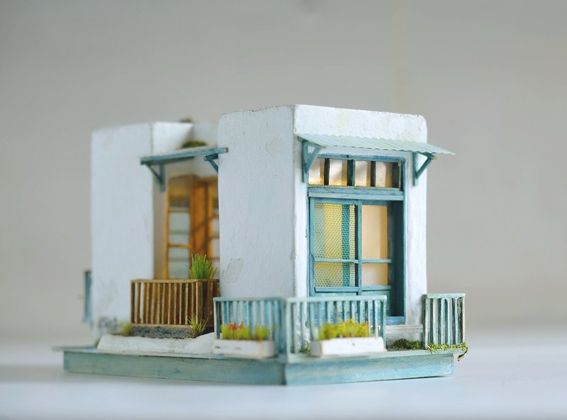 水泥老屋創作---白牆花園老屋(訂製) - 擺飾/家飾品 - 水泥 咖啡色
