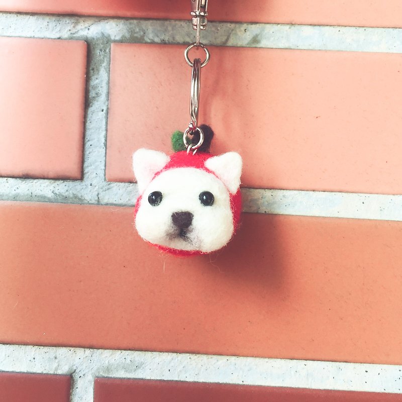 [Dog year] Ping An law fighting wool felt key ring can be customized - Keychains - Wool Red
