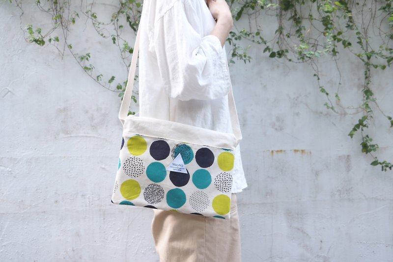 MaryWil Postcard Bag - Blue Green Geometry - Messenger Bags & Sling Bags - Cotton & Hemp Multicolor