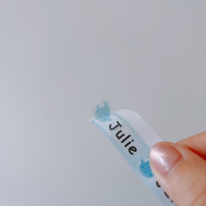 Whale shark transparent name stickers 1*3 cm, 70 pieces each - Stickers - Paper White