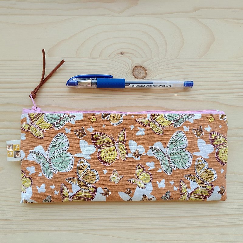Colorful Butterfly Flying Flat Pencil Case - Pencil Cases - Cotton & Hemp Orange