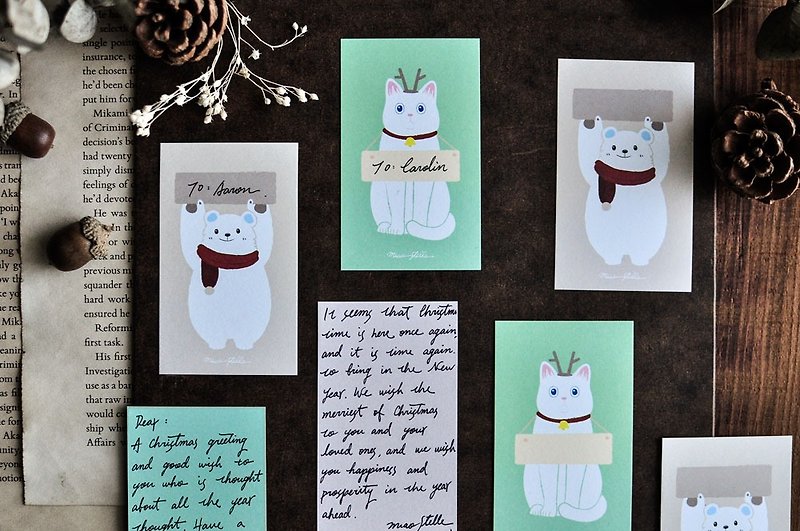 Festive card – Mini Cards / Mr. Bear / Star Cat - การ์ด/โปสการ์ด - กระดาษ หลากหลายสี