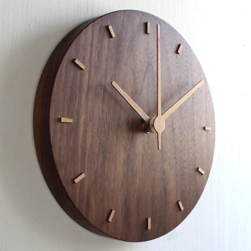 CLOCK_20 Classic Solid Wood Silent Wall Clock Taiwan Handmade Limited Edition Black Walnut - Clocks - Wood Brown