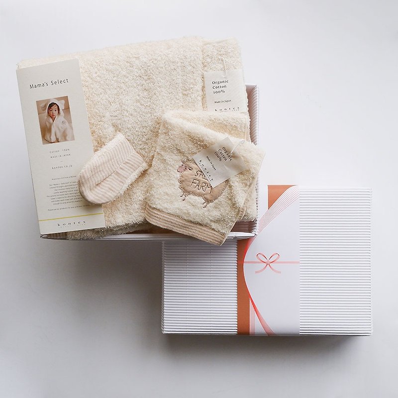 【kontex】Imabari Fluffy Series Hooded Bath Towel/Towel Gift Box-Sheep/Elephant (with bag) - Baby Gift Sets - Cotton & Hemp Multicolor