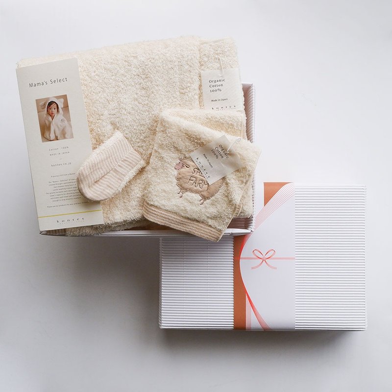 【kontex】Imabari Fluffy Series Hooded Bath Towel/Towel Gift Box-Sheep/Elephant (with bag) - Baby Gift Sets - Cotton & Hemp Multicolor