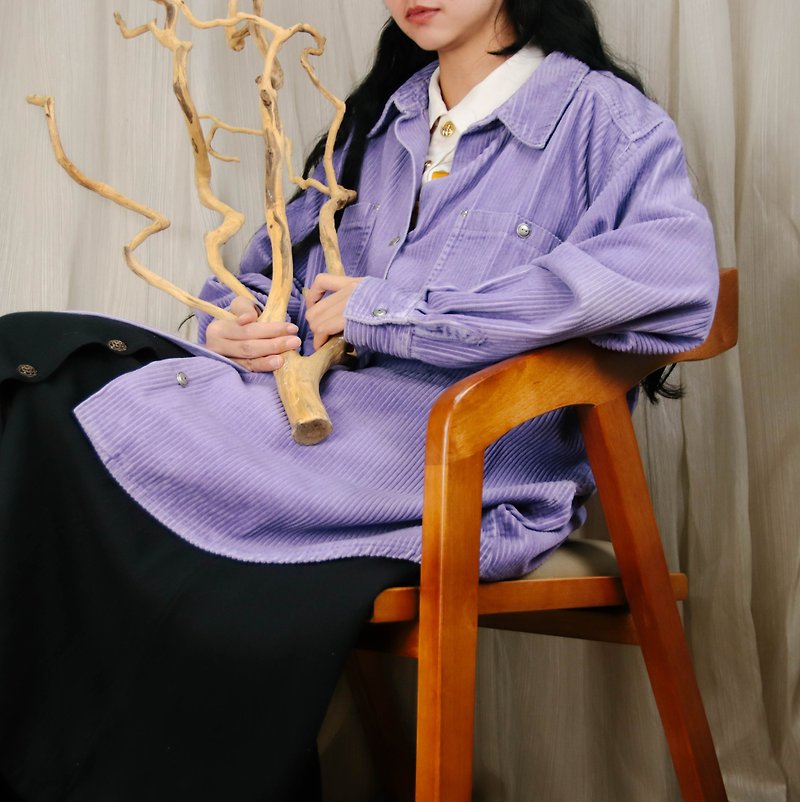 Coarse-woven corduroy shirt 009, pink purple cotton for both men and women [Tsubasa.Y 古 着 屋] - Women's Shirts - Other Materials Purple