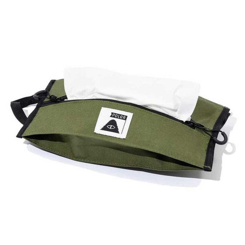 Japan limited POLER BOX TISSUE CASE hanging napkin bag tissue box olive green - Camping Gear & Picnic Sets - Waterproof Material Green