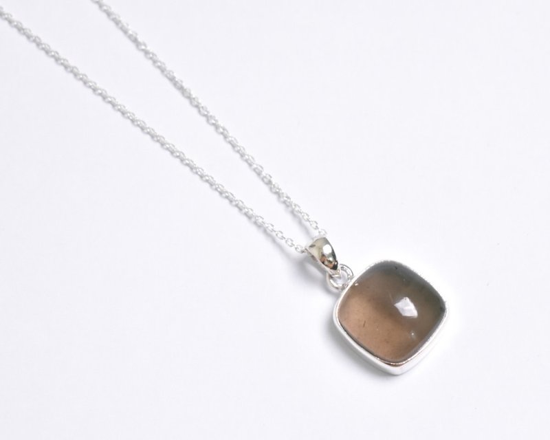 Smoky Quartz Necklace - Sterling Silver (925) - สร้อยคอ - เครื่องเพชรพลอย สีนำ้ตาล